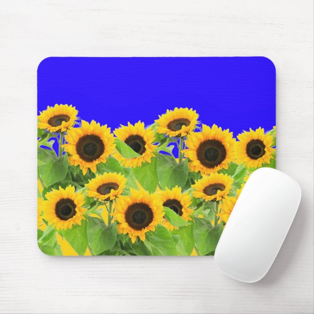 Sunflowers Mouse Pad Ukraine Flag Colours - Freedo (With Mouse)