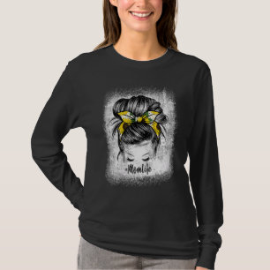 Sunflowers Mum Life Messy Bun Hair Sunglasses Moth T-Shirt
