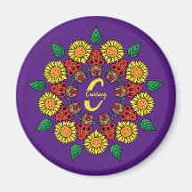 Sunflowers & Mushrooms Personalised Mandala Purple
