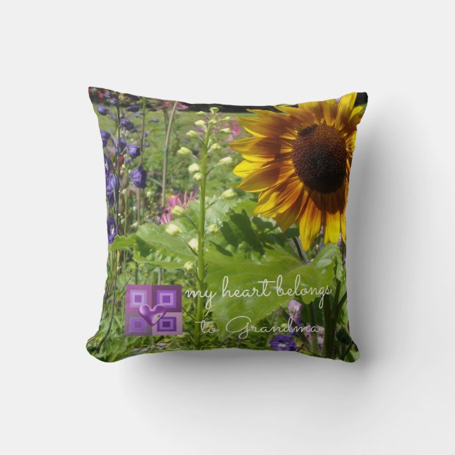 Sunflowers My Heart Belongs To Grandma Cushion (Front)