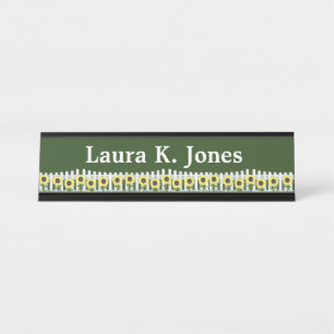 Sunflowers n Fence Cheerful Name Plate