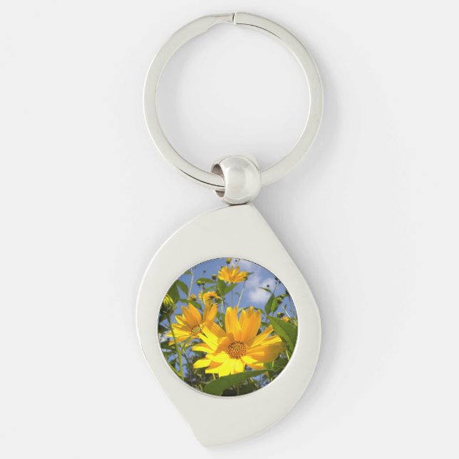 Sunflowers N Sky Wrapped Canvas Key Ring (Front)