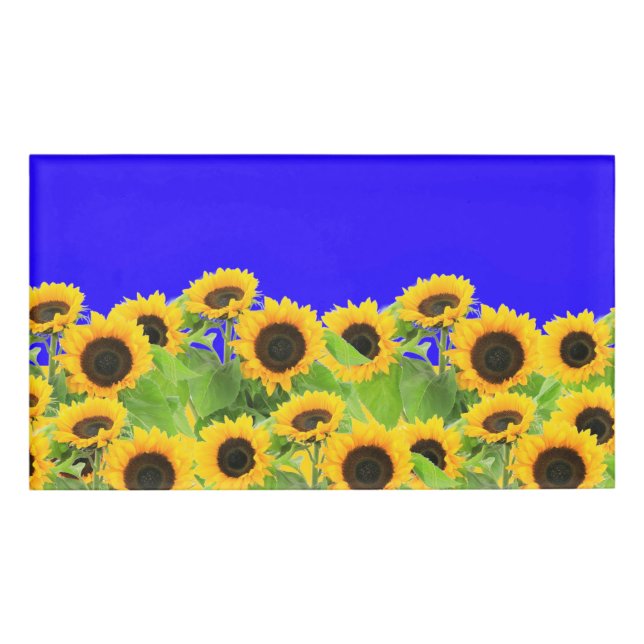 Sunflowers Name Tag Ukrainian Flag Colours (Front)