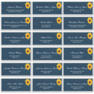 Sunflowers Navy Blue Rustic Wedding Guest Names St