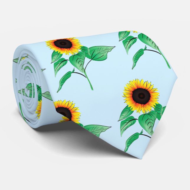 Sunflowers Neck Tie - Your Colours (Rolled)