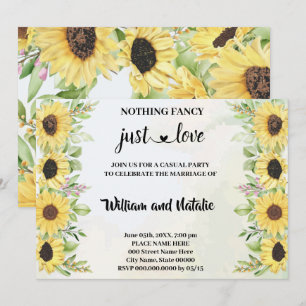 Sunflowers Nothing Fancy just Love Elopement Invitation