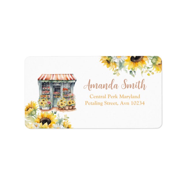 Sunflowers Off The Market Bridal Shower Address Label (Front)
