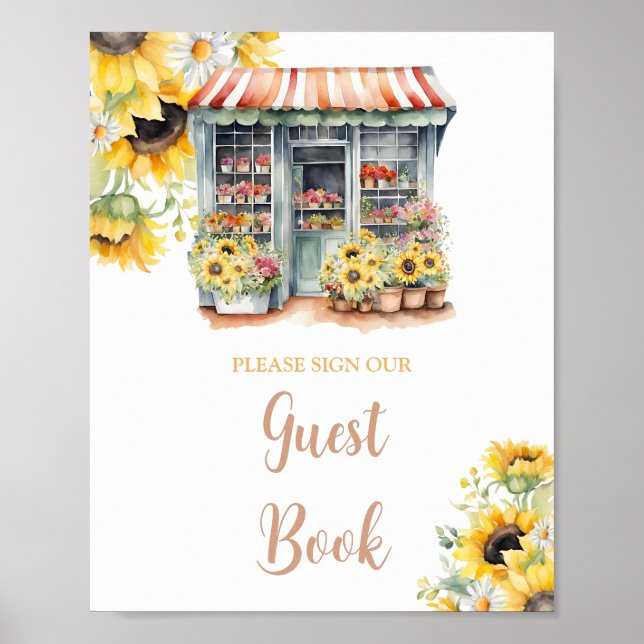 Sunflowers Off The Market Bridal Shower Guest Book (Front)