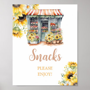 Sunflowers Off The Market Bridal Shower Snacks Poster