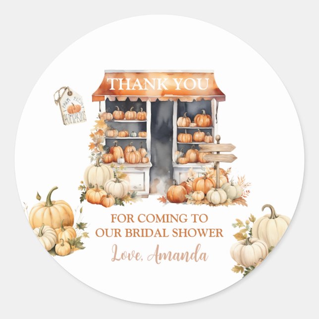 Sunflowers Off The Market Bridal Shower Thank You Classic Round Sticker (Front)