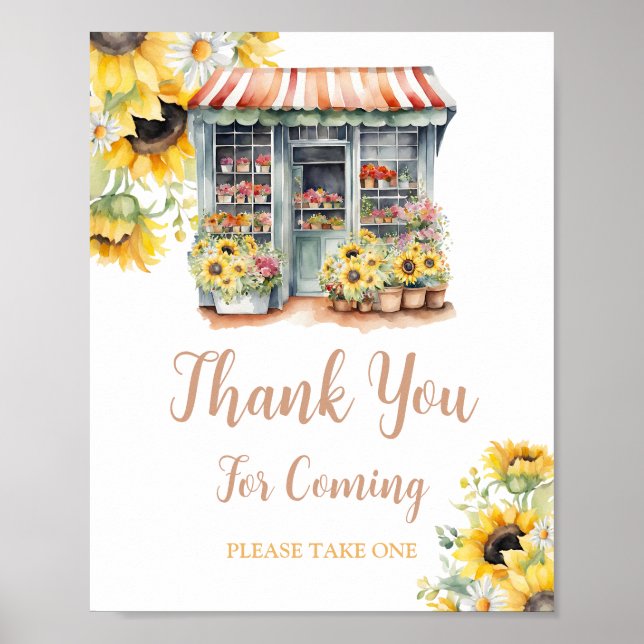 Sunflowers Off The Market Bridal Shower Thank You Poster (Front)