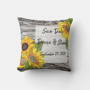 Sunflowers on a background of tree bark postcard t cushion
