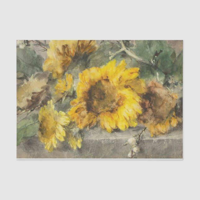 Sunflowers on a Ledge by Margaretha Roosenboom Tissue Paper (Front)