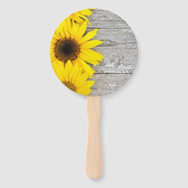Sunflowers on a table hand fan (Front)
