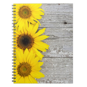 Sunflowers on a table notebook
