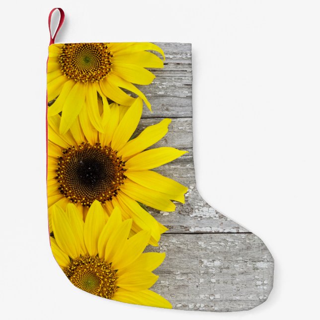 Sunflowers on a table small christmas stocking (Front)