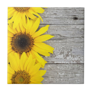 Sunflowers on a table tile