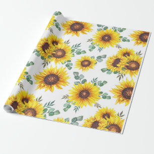 Sunflowers on a white background wrapping paper