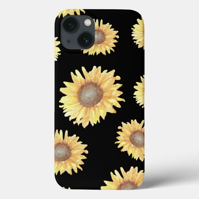 Sunflowers on Black Case-Mate iPhone Case (Back)