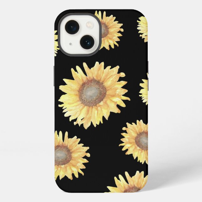 Sunflowers on Black iPhone Case (Back)