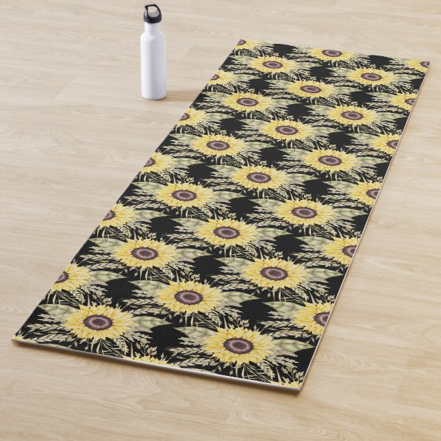 Sunflowers on Black Yoga Mat (In Situ)