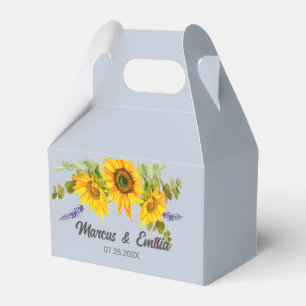 Sunflowers On Blue Custom Wedding  Favour Box