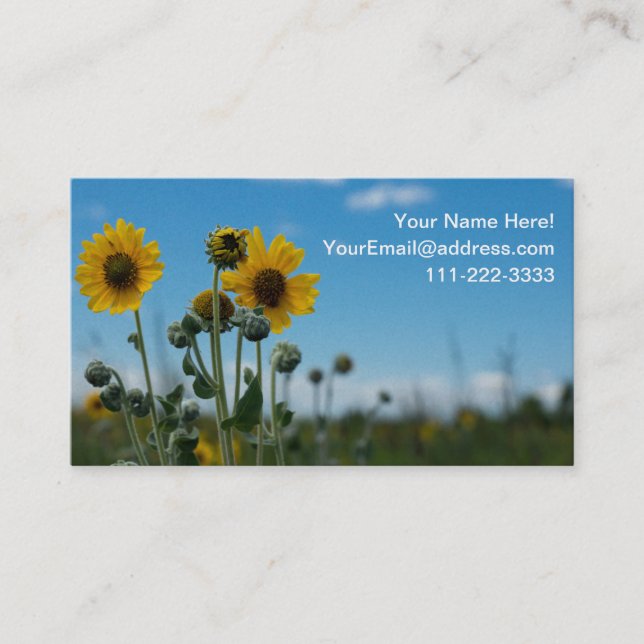 Sunflowers on Blue Sky Business Card. (2 sided) Card (Front)