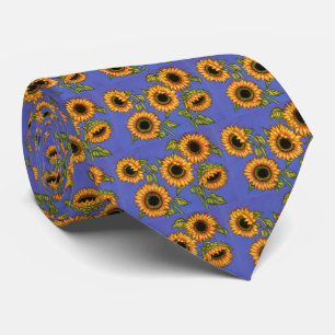 Sunflowers on Blue Tie