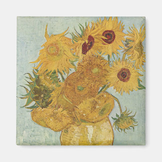 Sunflowers(on blue)-Vincent van Gogh Magnet