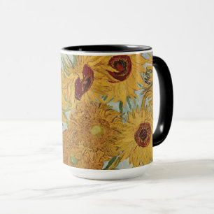 Sunflowers(on blue)-Vincent van Gogh Small Mug