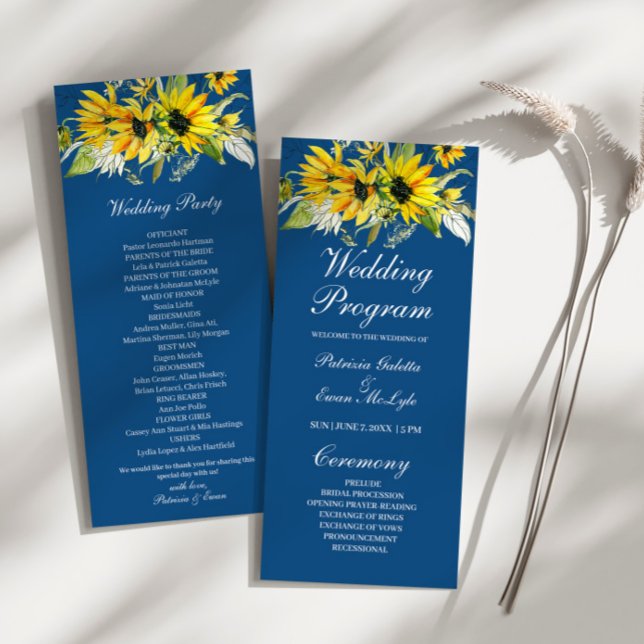 Sunflowers on Blue Wedding Programme (Creator Uploaded)