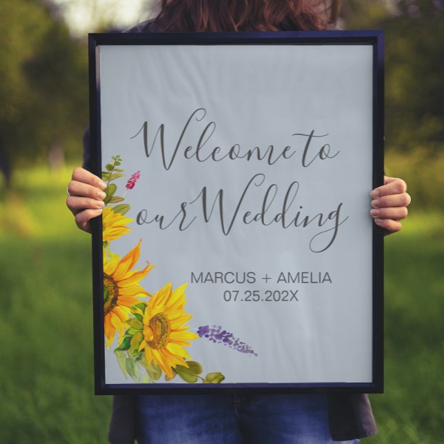 Sunflowers on Blue Wedding Welcome  Poster (Creator Uploaded)