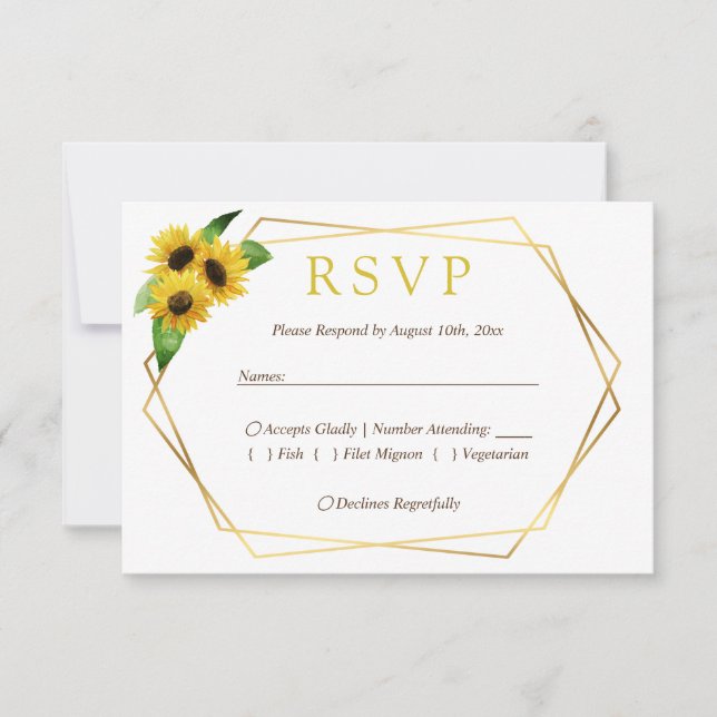 Sunflowers on blush blue response card (Front)