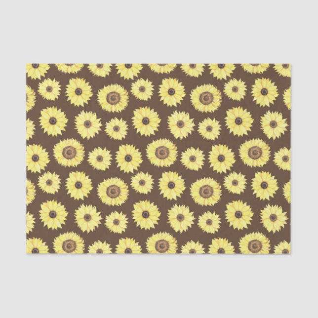 Sunflowers on Brown Background Tissue Paper (Front)