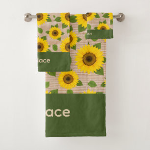 Sunflowers on Burlap Bath Towel Set