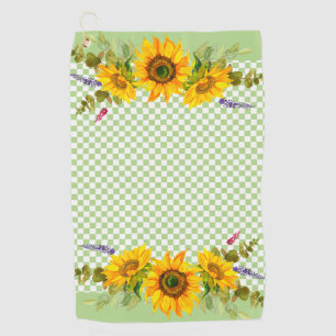 Sunflowers on Chequerboard Golf Towel