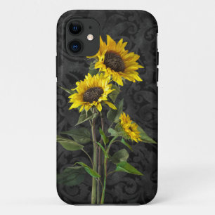 Sunflowers on Damask iPhone 11 Case