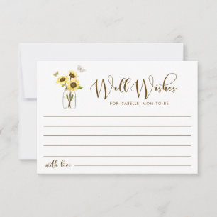 Sunflowers on Mason Jar Well Wishes for Mum To Be Advice Card