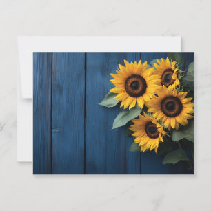 Sunflowers on Navy Blue Wood Postcard