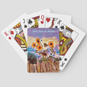 Sunflowers On Rock Wall Playing Cards