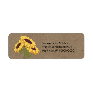 Sunflowers on Rustic Kraft  Return Address