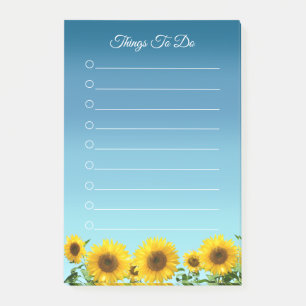 Sunflowers on Sky Blue Things To Do Lined Post-it Notes