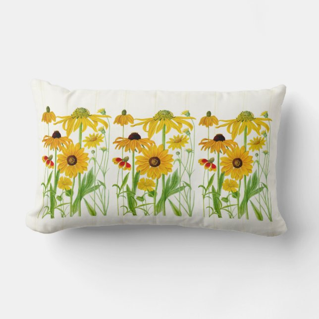 Sunflowers on the Fence Indoor Lumbar Pillow (Front)