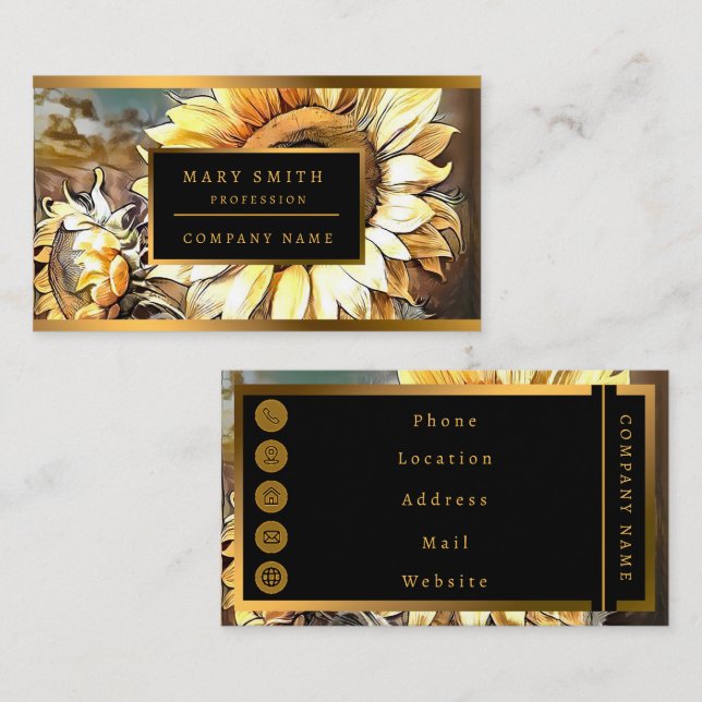 Sunflowers On Window Modern Art Collection Business Card (Front/Back)