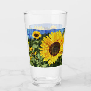Sunflowers Painted Fence Glass