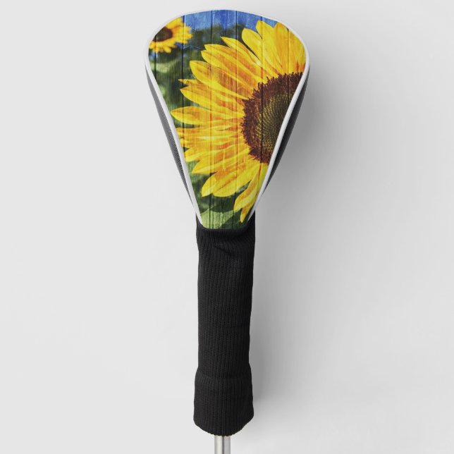 Sunflowers Painted Fence Golf Head Cover (Front)
