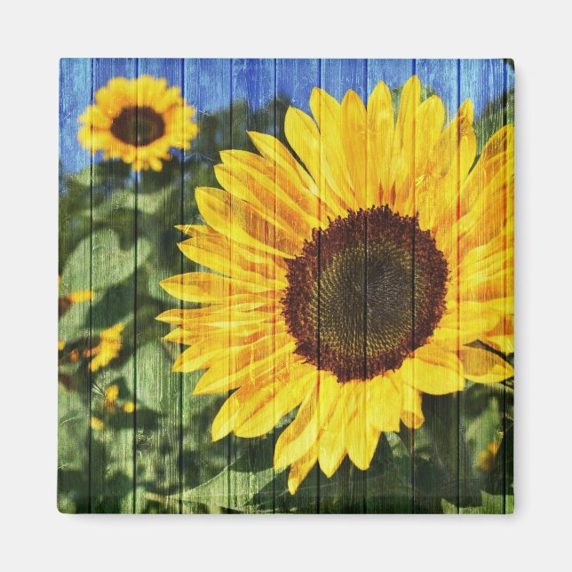 Sunflowers Painted Fence Magnet (Front)