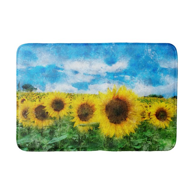 Sunflowers painting bath mat (Front)