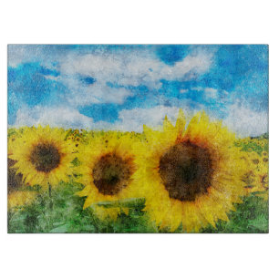 Sunflowers painting cutting board
