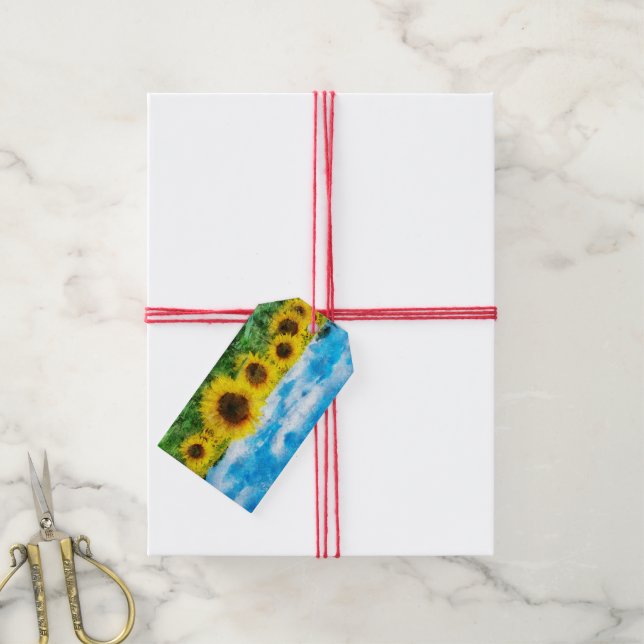 Sunflowers painting gift tags (With Twine)